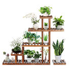 Outdoor 4 Tier Natural Bamboo Wooden Plant Stand Adjustable For Flower Pot