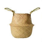 Household Decor Handmade Seagrass Belly Basket / Woven Seagrass Flower Pot Basket